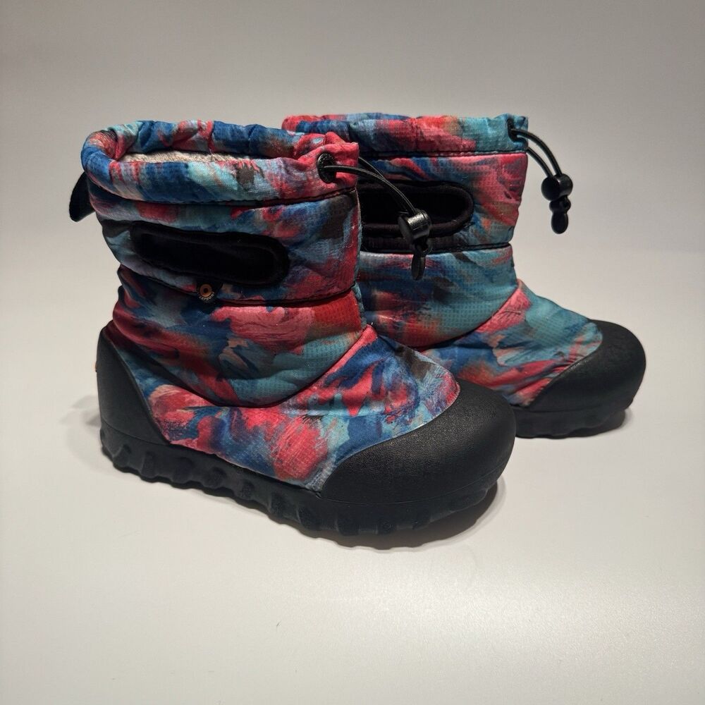 Bogs Bmoc Kids Snow Boots Girls Size 12 Pink Blue Faux Fur Lined Winter Boots